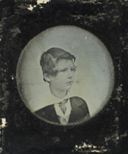 Portrait of an unknown boy, photograph, 1840 - 1860, photographer, metal, inorganic material,