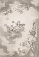 Allegorical representation towards a ceiling in Fontainebleau, print, annotation: '3me état',