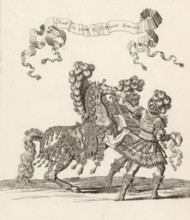 Cheval de mains & Palfreniers Romains, Two palfreniers with horse in Roman costume, print, book