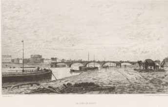 View of the Pont de Bercy, Le pont de Bercy, French etchings from 1875, L'eau-forte en 1875, print,