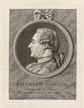 Charles Duclos., Portrait of Charles Pinot Duclos, print, printmaker: Charles Nicolas Cochin (II)