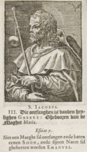 S. Jacobus, Apostle James the Greater, Christ, Mary and the twelve apostles, print, album page,