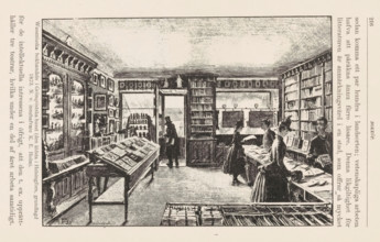Interior of the Wasenius bookstore in Helsinki, print, book illustration, printmaker: unknown,