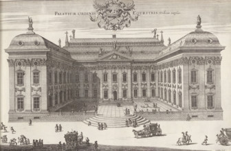 Riddarhuset on the city side, Palatium Ordinis Equestris urbem versus, Suecia Antiqua et Hodierna,