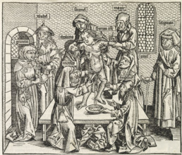 Murder of Simon of Trent, Liber Chronicarum, print, album page, book illustration, The ritual