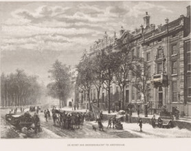 The bend of the Herengracht in Amsterdam, Winter view of the bend in the Herengracht in Amsterdam,