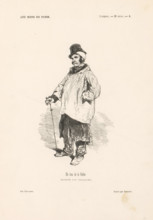 Un lion de la Vallée (marché aux Volailles), Standing man with hat and walking stick, People from