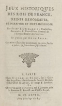Rules for the card game 'Jeux Historiques des rois de France', text, rules, Booklet with twelve