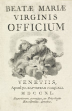 Title print with God the Father on a cloud with putti, Beatae Mariae virginis officium, print,