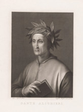 Portrait of poet Dante Alighieri, print, printmaker: Raphael Morghen, Florence, after drawing by