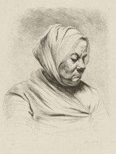 Old woman in profile, print, printmaker: Jean Jacques de Boissieu, France, 1770, paper, chine