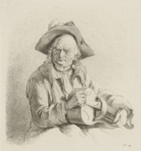 Man playing a lyre, print, printmaker: Jean Jacques de Boissieu, France, 1771, paper, chine collé,