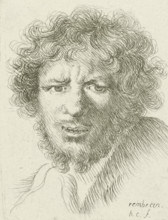 Bust of a young man with a beard, print, printmaker: Honoré Coussin, France, after design by