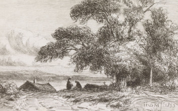 Figures on a country road, print, printmaker: Jacob Jan van der Maaten, The Hague, 1853, paper,
