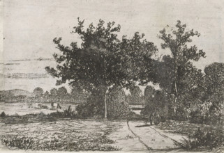 Country road, print, printmaker: Jan Heppener, The Hague, c. 1841 - 1898, paper, chine collé,