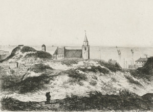 View of Scheveningen, print, printmaker: Joseph Hartogensis, The Hague, in or before 1855, paper,