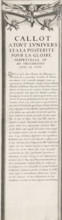 Siege of La Rochelle, September 1627-October 1628 (text, top-left section), Callot a tout lunivers