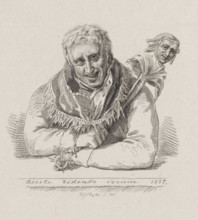 Portrait of Jan van Walré with a jester's staff, print, Portrait of Jan van Walré with a jester's