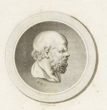 Medallion with the portrait of the philosopher Socrates, print, printmaker: Reinier Vinkeles (I),