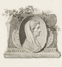 Medallion with the portrait of Cornelia, mother of the Gracchi, print, book illustration, Stone