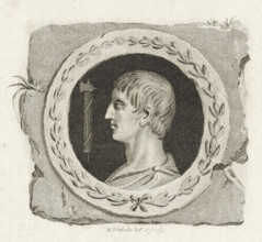 Medallion with a portrait of Marcus Junius Brutus, print, Medallion with a portrait of a man, next
