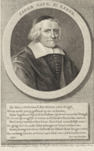 Portrait of Jacob Cats, print, Portrait of the statesman and poet Jacob Cats at the age of 82.,