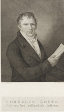 Portrait of Cornelis Loots, print, Portrait of the poet Cornelis Loots, with a sheet of paper in