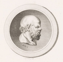 Medallion with the portrait of the philosopher Socrates, print, printmaker: Reinier Vinkeles (I),