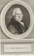 Portrait of David Ruhnken, print, Portrait of the German-Dutch classicist and philologist David