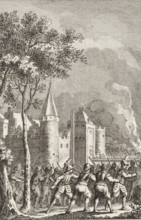 The castle at Muiden besieged by the Gelders, 1508, print, historical print, Muiderslot besieged by