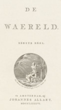 Title page for: 'De Waereld', 1786, print, title page, Title page with Adam and Eve being expelled