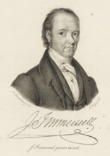 Portrait of Johannes Immerzeel, print, Portrait of the publisher Johannes Immerzeel. His signature