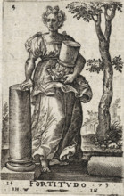 Strength, Fortification, Seven Virtues and Knowledge, print, book illustration, Series number, 5,