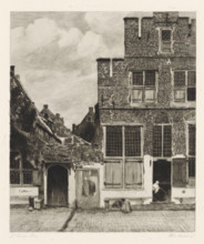 View of houses in Delft, known as 'The Little Street', Street in Delft, print, book illustration,