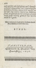Leaf from a book with a publisher's address, book illustration, text sheet, publisher: Nicolaes van