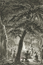 Religious practice among the Batavians, print, history print, Religious practice among the