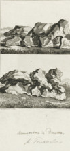 Megalithic tombs near Tinaarlo, print, historical object representation, Megalithic tombs near