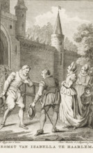 Arrival of Isabella in Haarlem, 1444, print, historical print, Arrival of Isabella of Portugal,