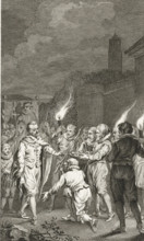 Emperor Charles V welcomed into Utrecht, 1540, print, historical print, Emperor Charles V is