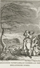 Uncommon flood, and breach of the Dutch dikes, Dike breach, 1530, print, historical print, Dike