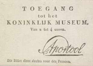 Admission ticket to the Royal Museum, 1809-1810, admission ticket, Admission ticket for one person
