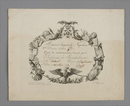 Carte de contentement de la "Maison Impériale de Napoléon" concernant la légion d'Honneur du commissaire des guerres Bonneville