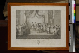 L'Empereur Napoléon Ier et l'Impératrice Marie Louise recevant les félicitations des députés Français et Italiens