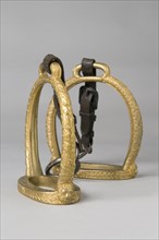 Paire d'étriers de général en bronze doré, Epoque 1er Empire