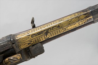 Détail de long fusil à silex caucasien, fin du 18e siècle