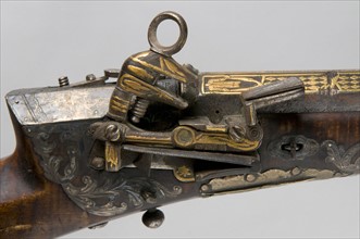 Détail de long fusil à silex caucasien, fin du 18e siècle