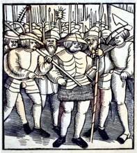 Aufständischer Bauer im Bauernkrieg, 1525, digitale verbesserte Reproduktion eines Originaldrucks aus dem 19. Jahrhunder