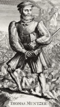 Thomas Müntzer, 1489 ? 1525, German preacher and theologian, digitally edited after a print by Christoffel Van Sichem Th
