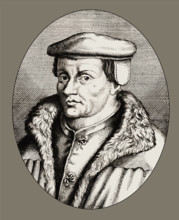 Thomas Müntzer, 1489 ? 1525, German preacher and theologian, digitally edited after a print by Christoffel Van Sichem Th