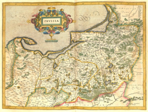 Atlas, Landkarte aus dem Jahre 1623, Preußen, digital restaurierte Reproduktion von einem Kupferstich von Gerhard Mercat